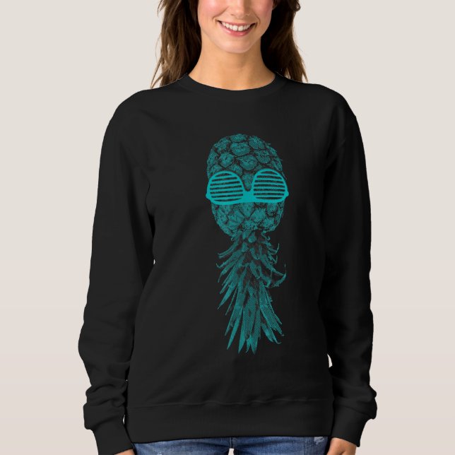 Cool Upside Down Pineapple With Sunglasses Swinger Sweatshirt (Front)