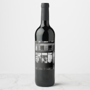 Cool, urban modern Parisian night photo Wine Label