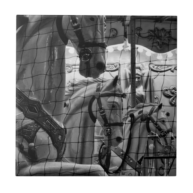 Cool, urban, modern photo of horses of carousel tile (Front)