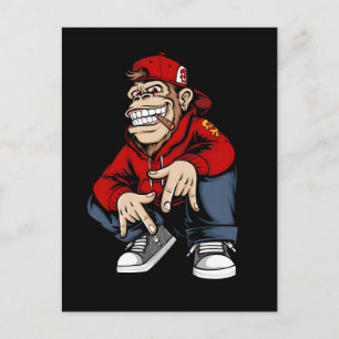 Cool Urban Monkey Mascot Street Style Character De Postcard