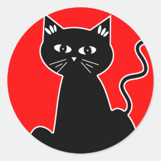 Cool Urban Pussy Cat Cartoon Classic Round Sticker