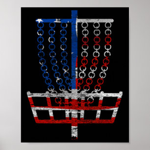 Cool Us Flag Disc Golf Basket - Fourth Of July Dis Poster