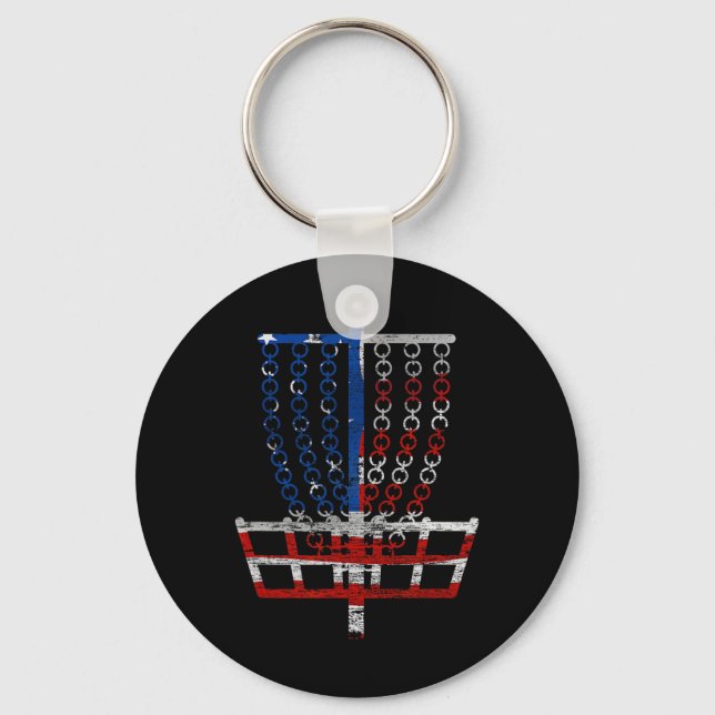 Cool Us Flag Disc Golf Sket - Fourth Of July Disc  Key Ring (Front)
