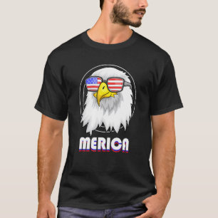 Cool Us Flag Sunglasses 4th Of July Merica Bald Ea T-Shirt