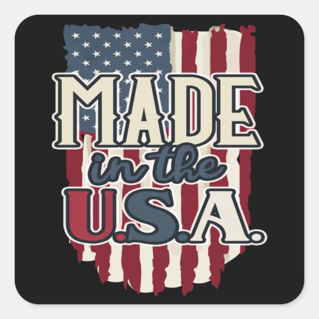 Cool USA Flag Design Made in the USA Square Sticker (Front)