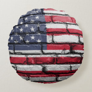 Cool USA Flag Design Round Cushion