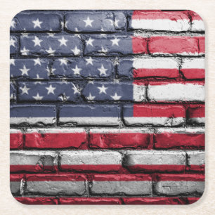 Cool USA Flag Design Square Paper Coaster
