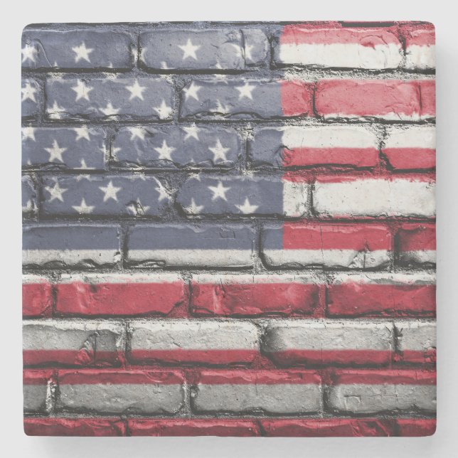 Cool USA Flag Design Stone Coaster (Front)