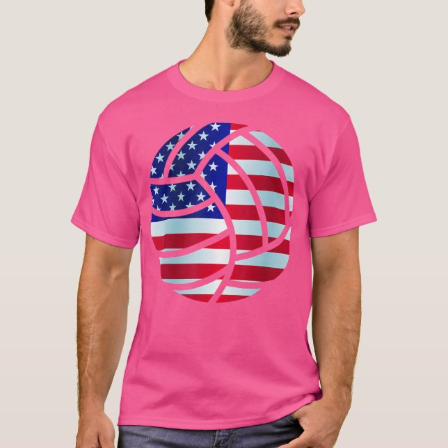 Cool Usa Flag Volleyball For Volleyball Players T-Shirt (Front)