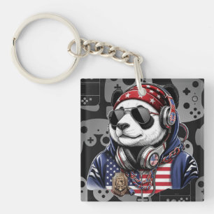 Cool USA Panda – Patriotic Red, White & Blue Panda Key Ring