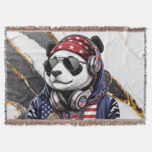 Cool USA Panda – Patriotic Red, White & Blue Panda Throw Blanket