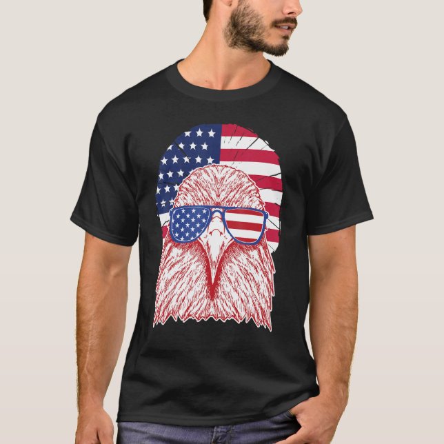 Cool Usa Patriotic American Eagle Glasses Us Ameri T-Shirt (Front)