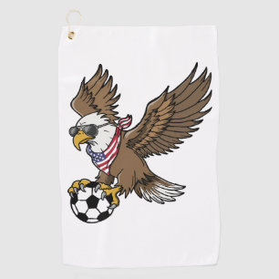 Cool USA Soccer Eagle Sunglasses Vintage Patriotic Golf Towel
