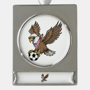 Cool USA Soccer Eagle Sunglasses Vintage Patriotic Silver Plated Banner Ornament