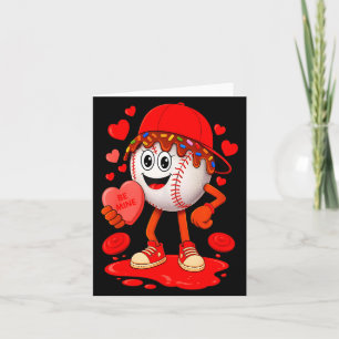 Cool Valentine Baseball Player Hearts Dripped Equi Card