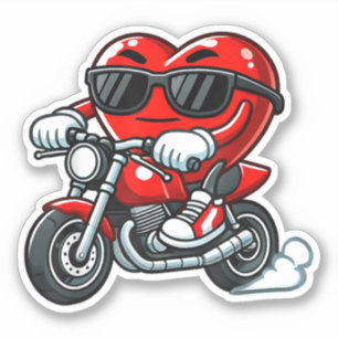 Cool Valentine's Day Heart Driving Motorbike Rider