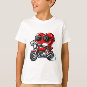 Cool Valentine's Day Heart Driving Motorbike Rider T-Shirt