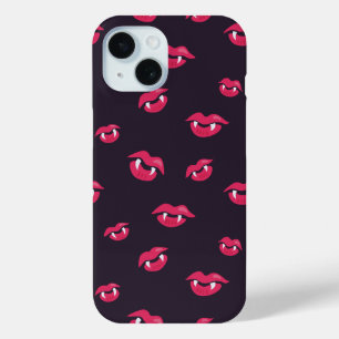 Cool Vampire Lips And Fangs Pattern iPhone 15 Case