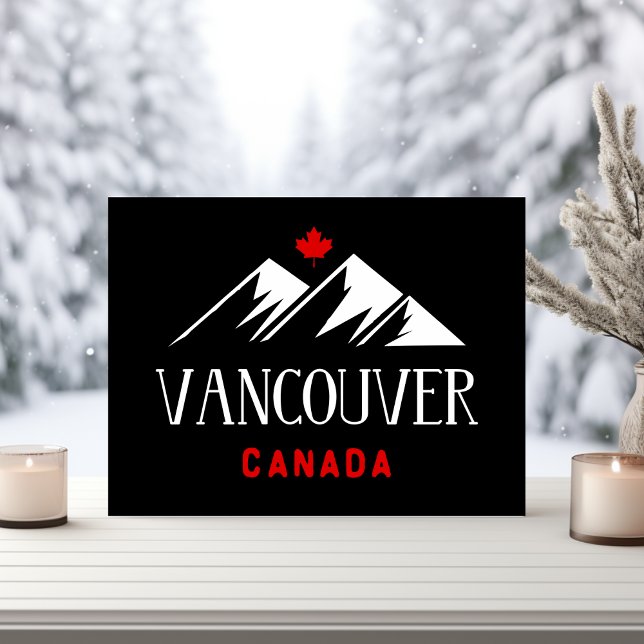 Cool Vancouver Canada Mountains Maple Leaf Dark Postcard (Creator Uploaded)