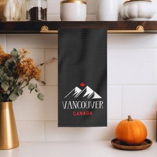 Cool Vancouver Canada Mountains Maple Leaf Dark Tea Towel