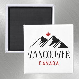 Cool Vancouver Canada Mountains Maple Leaf Magnet