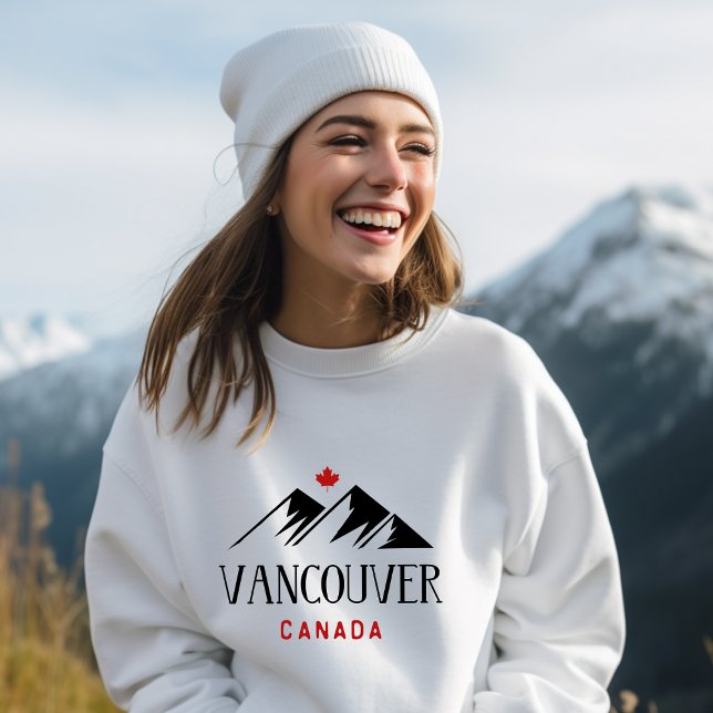 Cool Vancouver Canada Mountains Maple Leaf Sweatshirt (Creator Uploaded)