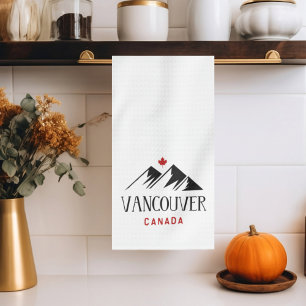 Cool Vancouver Canada Mountains Maple Leaf Tea Towel