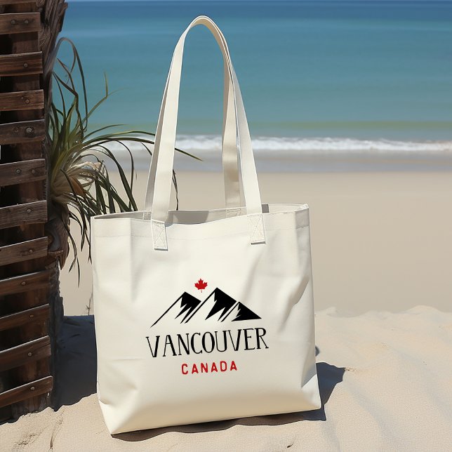 Cool Vancouver Canada Mountains Maple Leaf Tote Bag (Creator Uploaded)