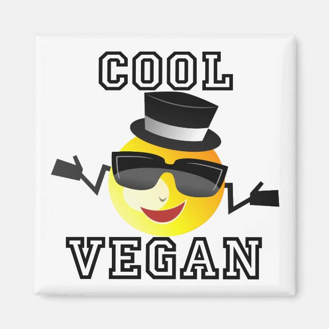 Cool Vegan Emoji Square Magnet (Front)