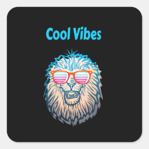 Cool Vibes Lion Square Sticker