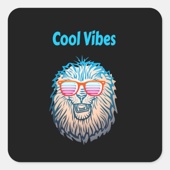 Cool Vibes Lion Square Sticker (Front)