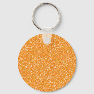 Cool vibrant neon bright orange faux glitter key ring