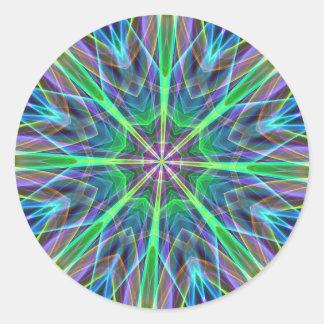 Cool Vibrant Neon Pastel Aura Mandela Classic Round Sticker