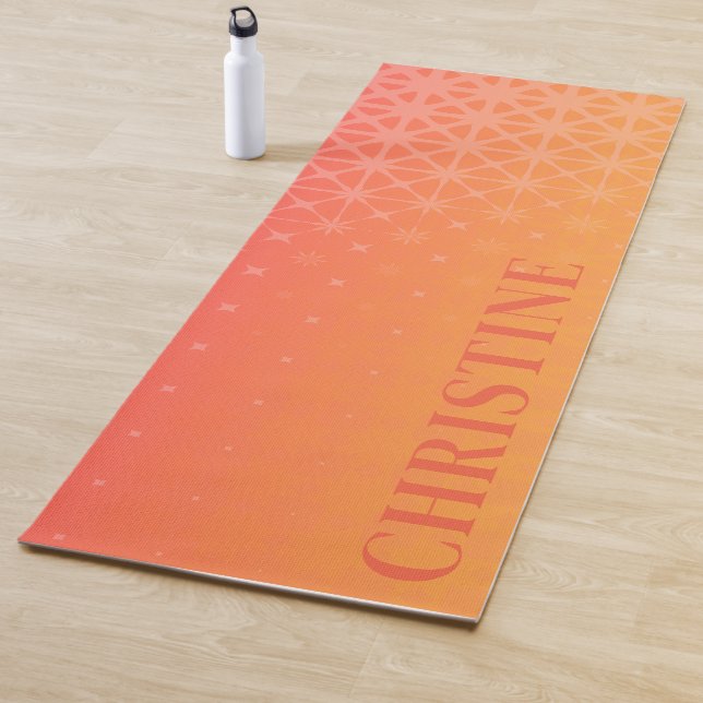 Cool Vibrant Orange Ombre Geometric Yoga Mat (In Situ)