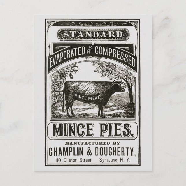 Cool Victorian Meat Pie Advert Postcard (Front)
