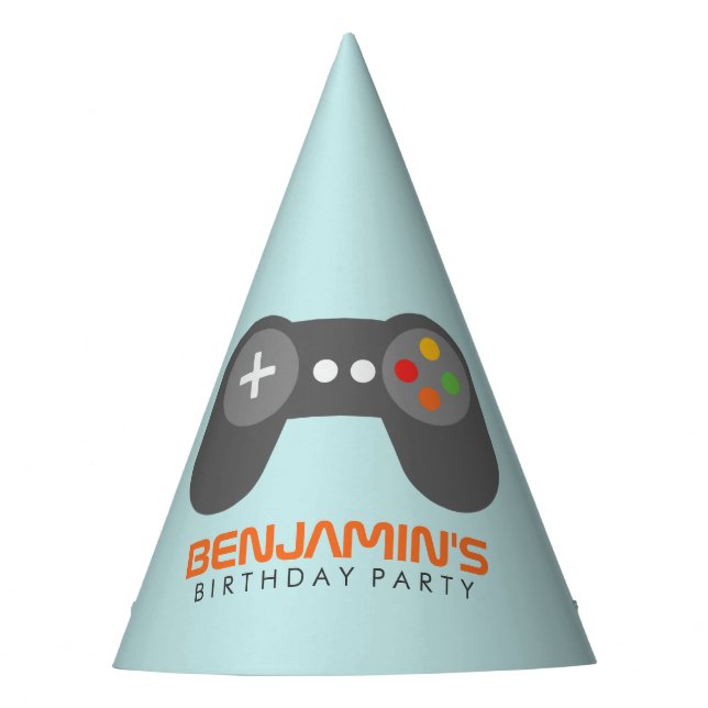 Cool Video Game Controller Kids Birthday Party Hat (Front)