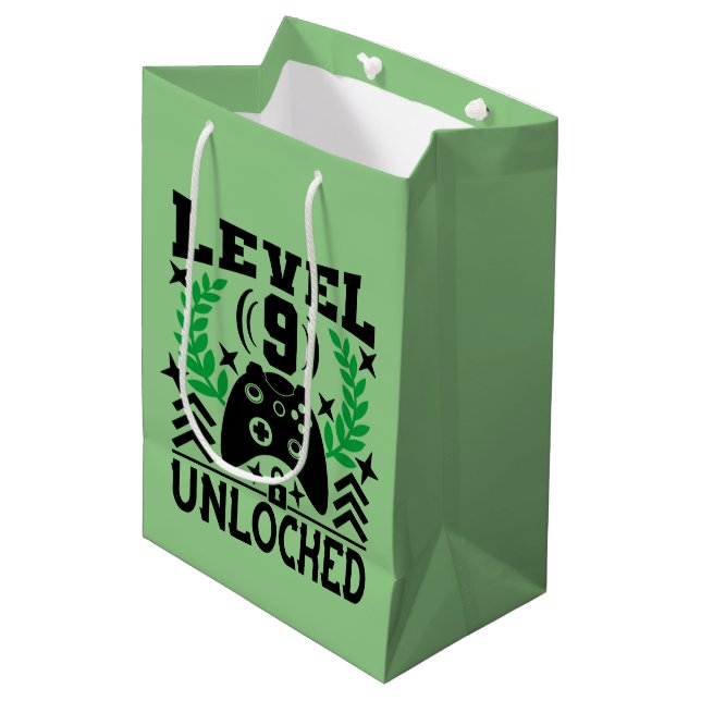 cool video gamer 9th Birthday party Medium Gift Bag (Front Angled)