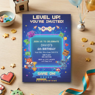 Cool Video Games 6th Birthday Party Invitation