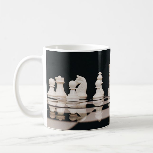 Cool View of a Black & White Chess Board Coffee Mug (Left)