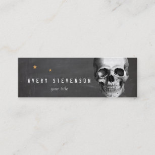 Cool Vinatge Skull Typographic Black Mini Business Card