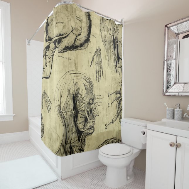 Cool Vintage Anatomy Shower Curtain (In Situ)
