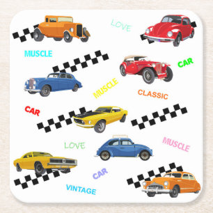 Cool Vintage and Classic Cars all in One Place Square Paper Coaster