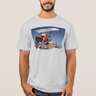 Cool Vintage Biplane Santa Claus T-Shirt