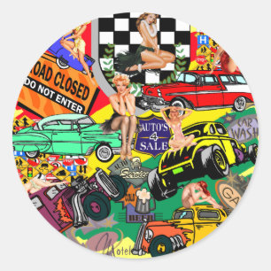 Cool Vintage Cars Classic Round Sticker