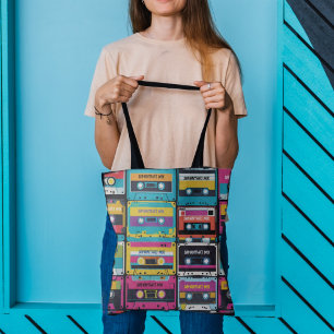 Cool Vintage Cassette Tape Custom Name  Tote Bag