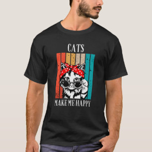 Cool Vintage Cat Cats Make Me Happy For Women Men T-Shirt