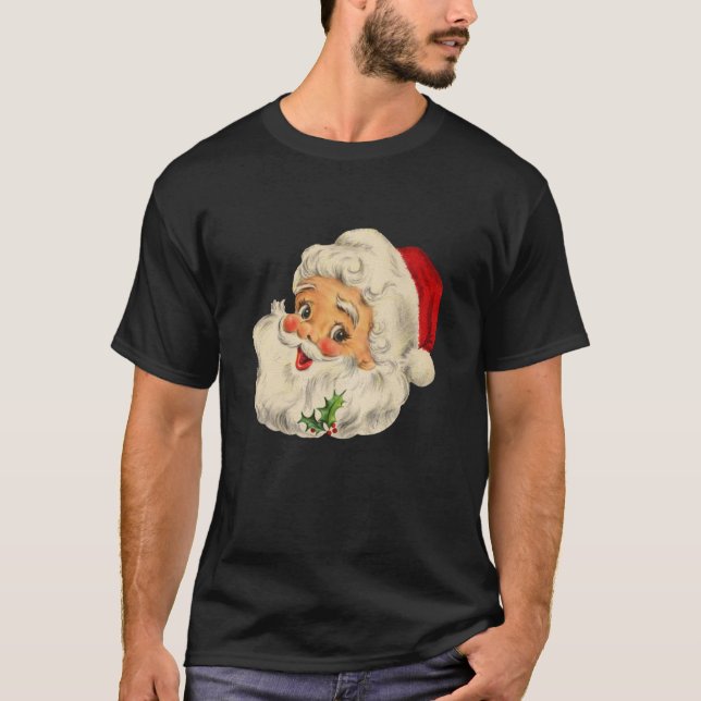 Cool Vintage Christmas Santa Claus Face  T-Shirt (Front)