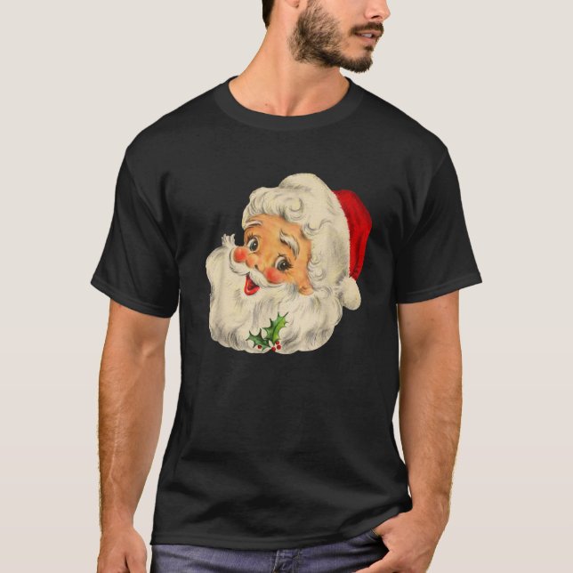 Cool Vintage Christmas Santa Claus Face  T-Shirt (Front)