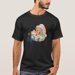 Cool Vintage Christmas Santa Claus Merry Bright T-Shirt