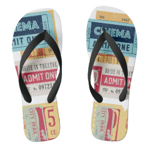 Cool vintage Cinema tickets l Trendy fashion Flip Flops